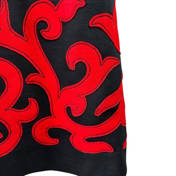 Vintage 60's Carlye Black Wool Dress with Red Appliqué – Women’s Size 8 - Picture 6 of 7